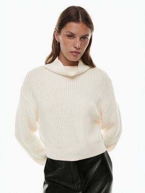 WILFRED • Montpellier Merino Wool Waist Turtleneck in Light Birch